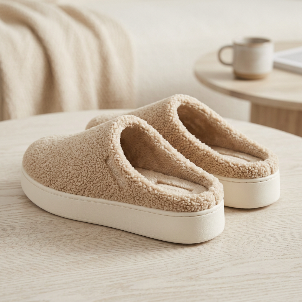 TIXMARIVA™ Elowen Women’s Sherpa Platform Clog Slippers – Plush Closed-Toe Cozy House Shoes, Modern Cushioned Slip-On