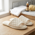 TIXMARIVA™ Serein Women’s Quilted Terry Slide Slippers – Lightweight Open-Toe Spa House Shoes, Cushioned Indoor Slides